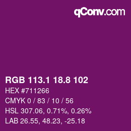 カラーコード: RGB 113.1 18.8 102 | qconv.com