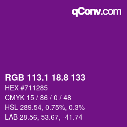 颜色代码: RGB 113.1 18.8 133 | qconv.com