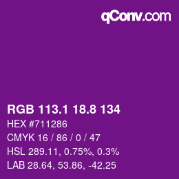 カラーコード: RGB 113.1 18.8 134 | qconv.com