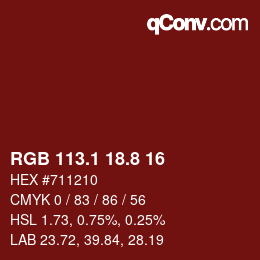カラーコード: RGB 113.1 18.8 16 | qconv.com