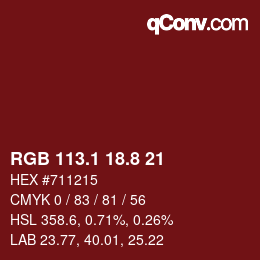 カラーコード: RGB 113.1 18.8 21 | qconv.com