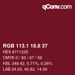 カラーコード: RGB 113.1 18.8 37 | qconv.com