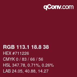 カラーコード: RGB 113.1 18.8 38 | qconv.com