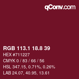 カラーコード: RGB 113.1 18.8 39 | qconv.com