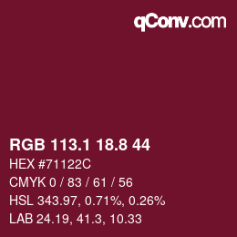 カラーコード: RGB 113.1 18.8 44 | qconv.com