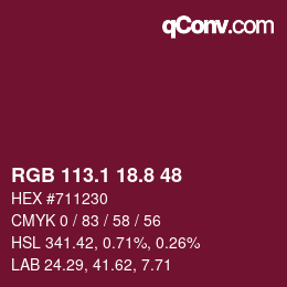 カラーコード: RGB 113.1 18.8 48 | qconv.com