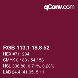 カラーコード: RGB 113.1 18.8 52 | qconv.com