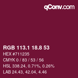 カラーコード: RGB 113.1 18.8 53 | qconv.com