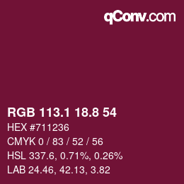 カラーコード: RGB 113.1 18.8 54 | qconv.com