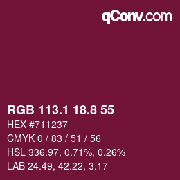 カラーコード: RGB 113.1 18.8 55 | qconv.com