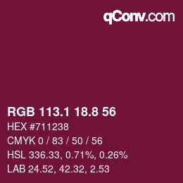 カラーコード: RGB 113.1 18.8 56 | qconv.com