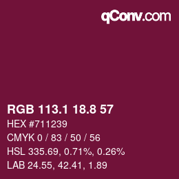 カラーコード: RGB 113.1 18.8 57 | qconv.com