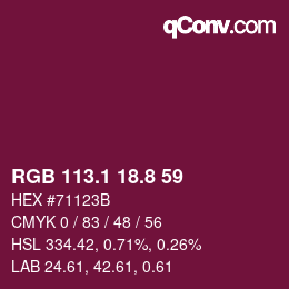 カラーコード: RGB 113.1 18.8 59 | qconv.com