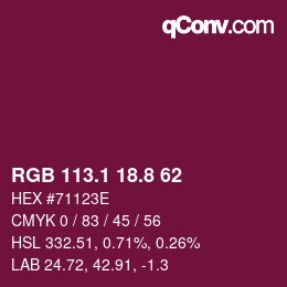 カラーコード: RGB 113.1 18.8 62 | qconv.com