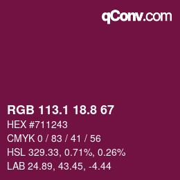 カラーコード: RGB 113.1 18.8 67 | qconv.com