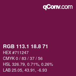 カラーコード: RGB 113.1 18.8 71 | qconv.com