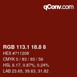 カラーコード: RGB 113.1 18.8 8 | qconv.com