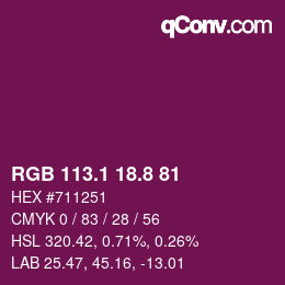 カラーコード: RGB 113.1 18.8 81 | qconv.com