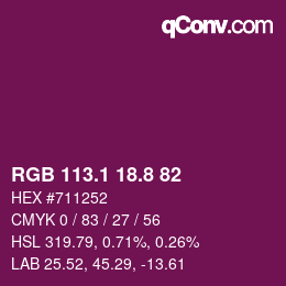 カラーコード: RGB 113.1 18.8 82 | qconv.com
