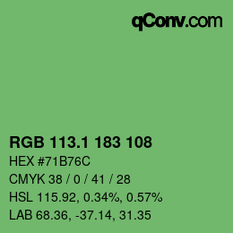 カラーコード: RGB 113.1 183 108 | qconv.com