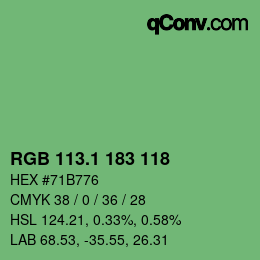 カラーコード: RGB 113.1 183 118 | qconv.com