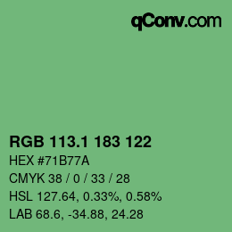 カラーコード: RGB 113.1 183 122 | qconv.com