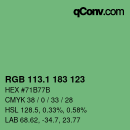 カラーコード: RGB 113.1 183 123 | qconv.com