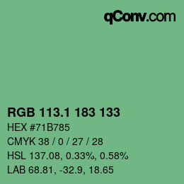 カラーコード: RGB 113.1 183 133 | qconv.com