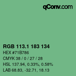 カラーコード: RGB 113.1 183 134 | qconv.com