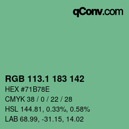 カラーコード: RGB 113.1 183 142 | qconv.com