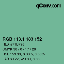 カラーコード: RGB 113.1 183 152 | qconv.com