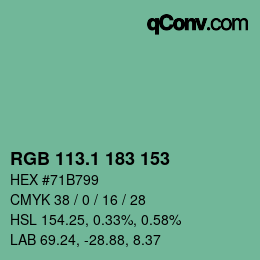カラーコード: RGB 113.1 183 153 | qconv.com