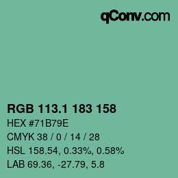 Color code: RGB 113.1 183 158 | qconv.com