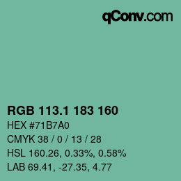 カラーコード: RGB 113.1 183 160 | qconv.com