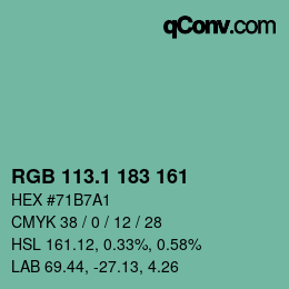 カラーコード: RGB 113.1 183 161 | qconv.com