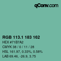 カラーコード: RGB 113.1 183 162 | qconv.com