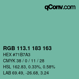 Color code: RGB 113.1 183 163 | qconv.com