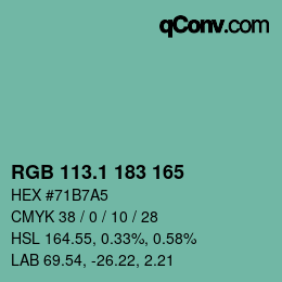 カラーコード: RGB 113.1 183 165 | qconv.com