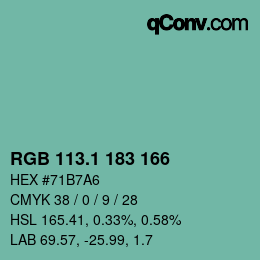 カラーコード: RGB 113.1 183 166 | qconv.com