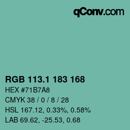 カラーコード: RGB 113.1 183 168 | qconv.com