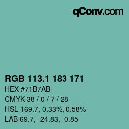 カラーコード: RGB 113.1 183 171 | qconv.com