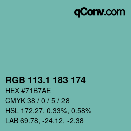 Color code: RGB 113.1 183 174 | qconv.com