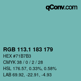 Color code: RGB 113.1 183 179 | qconv.com