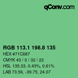 カラーコード: RGB 113.1 198.8 135 | qconv.com