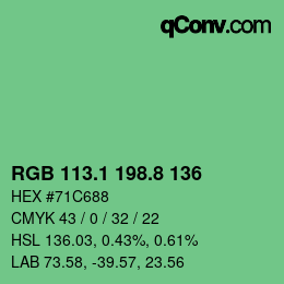 カラーコード: RGB 113.1 198.8 136 | qconv.com
