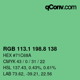 カラーコード: RGB 113.1 198.8 138 | qconv.com