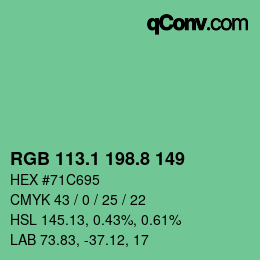 カラーコード: RGB 113.1 198.8 149 | qconv.com