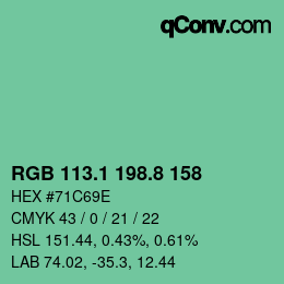 Color code: RGB 113.1 198.8 158 | qconv.com
