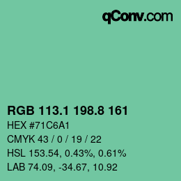 カラーコード: RGB 113.1 198.8 161 | qconv.com