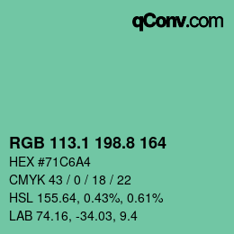 カラーコード: RGB 113.1 198.8 164 | qconv.com
